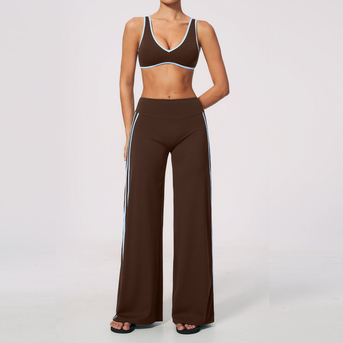 Conjunto de ropa deportiva flexible color salvia para mujer al por mayor