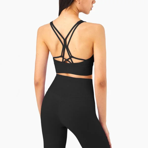 Cross Back Yoga Bra Sports Top Sexy V Collar -  - Bras