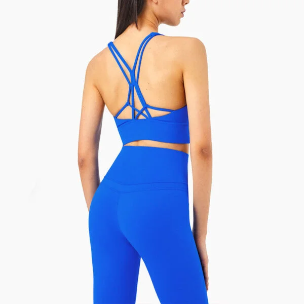 Cross Back Yoga Bra Sports Top Sexy V Collar -  - Bras