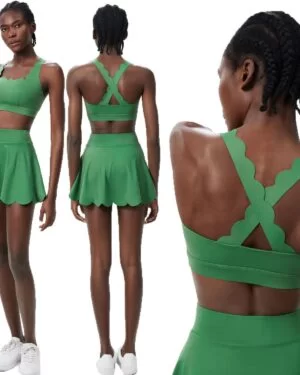 Wolesale Woman Wave Shoulder Bra With Wave Miniskirt Set