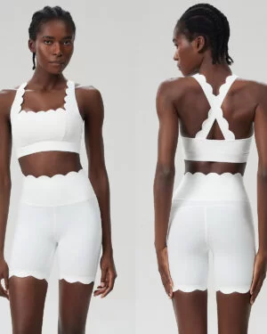 Wolesale Woman Wave Shoulder Bra Wave Shorts Set