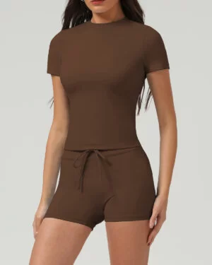 Wholesale Women beautiful shorts with vest short sleeves set