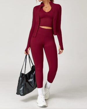 Wholesale Seamless Yoga  Vest, Jacket And Pant Set