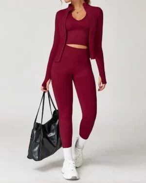 Wholesale Seamless Yoga Vest, Jacket And Pant Set