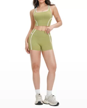 Wholesale Open Back Yoga Vest With Short Set
