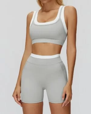 Wholesale Ribbed Yoga Bra With Short Set