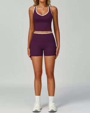 Wholesale Women's Slim Fit Activewear Set - Vest + Shorts