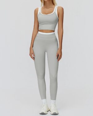 Wholesale Ribbed Yoga Vest With Pants Set