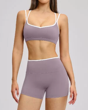 Wholesale Women's Slim Fit Activewear Set - Bra + Shorts