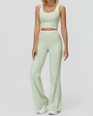 Wholesale Ribbed Yoga Vest With Wide-leg pants Set