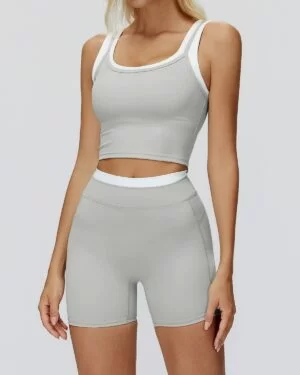 Wholesale Ribbed Yoga Vest With Short Set